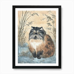 Himalayan Cat Relief Illustration 1 Art Print