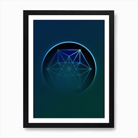 Geometric Neon Glyph on Jewel Tone Triangle Pattern 368 Art Print