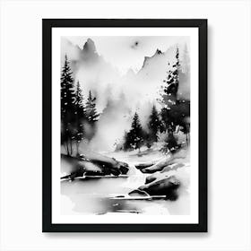 Black And White Ink Painting 3 Art Print