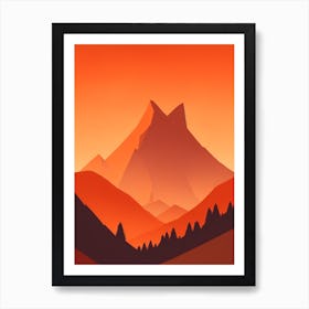 Misty Mountains Vertical Composition In Orange Tone 322 Art Print