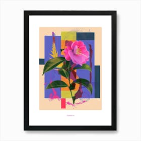 Camellia 4 Neon Flower Collage Poster Art Print