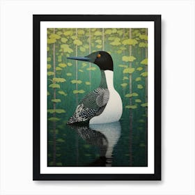 Ohara Koson Inspired Bird Painting Loon 2 Art Print