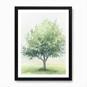 Plum Tree Atmospheric Watercolour Painting 1 Art Print