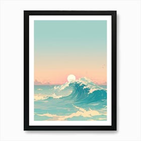 Ocean Wave At Sunset 1 Art Print