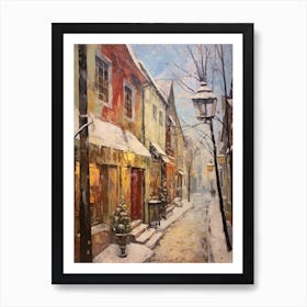 Vintage Winter Painting Tallinn Estonia 2 Art Print