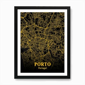 Porto Gold City Map 1 Art Print
