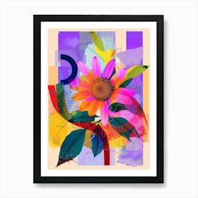 Daisy 2 Neon Flower Collage Art Print