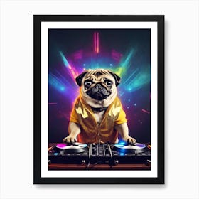 Disco Pug 4 Art Print