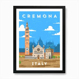 Cremona, Italy — Retro travel minimalist art poster Art Print