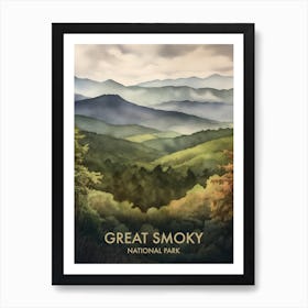 Great Smoky National Park Watercolour Vintage Travel Poster 1 Art Print