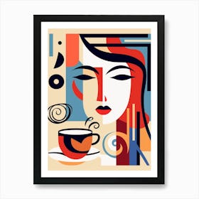 Geometric Coffee Face 4 Art Print