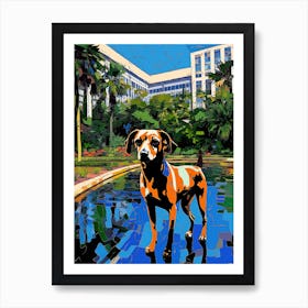 A Painting Of A Dog In Central Park Conservatory Garden, Usa In The Style Of Pop Art 02 Art Print