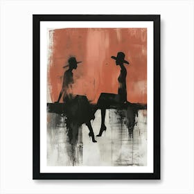 Two Women Sitting On A Bench 2 Art Print