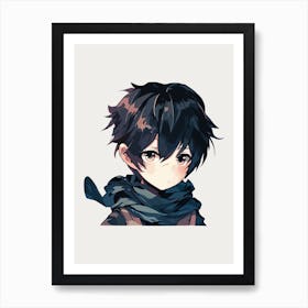 Anime Boy With Scarf Otaku Illustration Art Print