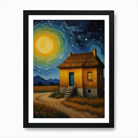 Starry Night House Art Print