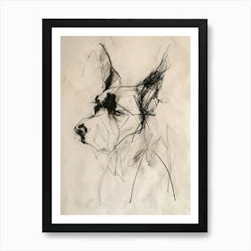 Minimalist Dog Line Charcoal Sketch Art Print