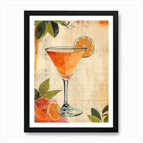 Orange Martini Rustic Inspired Illustration Art Print