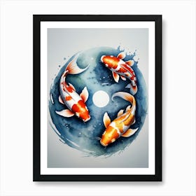 Koi Fish Yin Yang Painting (6) Art Print
