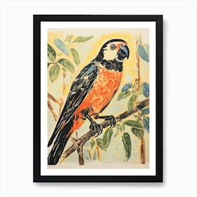 Lorikeet, Woodblock Animal Drawing 4 Art Print