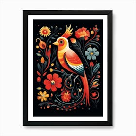 Folk Bird Illustration Cardinal 4 Art Print