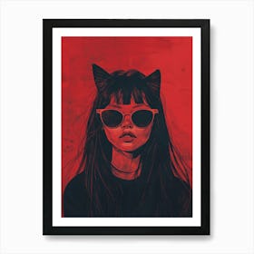 Cat Girl Art Print