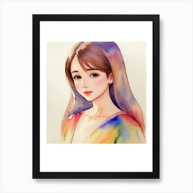 Asian Girl Watercolor Painting 1 Art Print