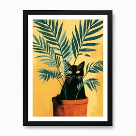 Cute Black Cat in a Plant Pot 9 Art Print