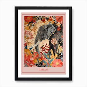 Floral Animal Painting Elephant 3 Poster Art Print