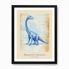 Corythosaurus Dinosaur Blue Print Sketch 3 Poster Art Print