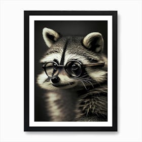 Raccoon Wearing Glasses Vintage 5 Art Print