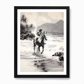 A Horse Oil Painting In Maui Beaches Hawaii, Usa, Portrait 3 Art Print