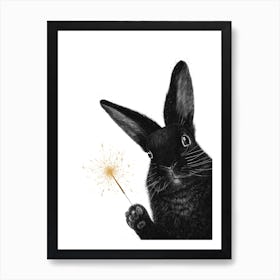 Rabbit With Sparkler Art Print