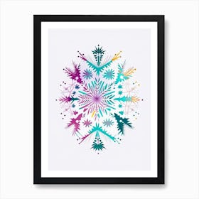 Irregular Snowflakes, Snowflakes, Minimal Line Drawing 3 Art Print