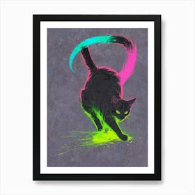 Neon Cat 3 Art Print