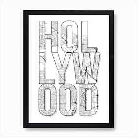 Hollywood Street Map Typography Art Print