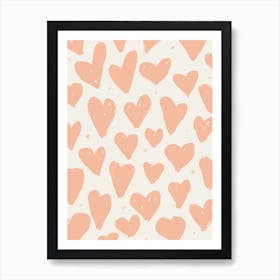 Hearts Pattern 1 Peach Pink Art Print