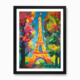 Eiffel Tower Paris France David Hockney Style 16 Art Print