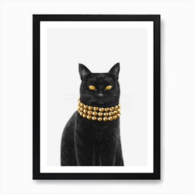 Luxury Black Cat Art Print