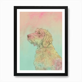 Colourful Otterhound Dog Abstract Line Illustration 1 Art Print