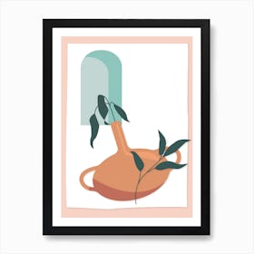 Vase With Leaves Boho Chic Art Print