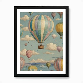 Pastel Hot Air Balloons Art Print