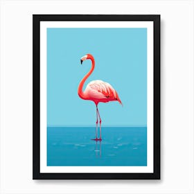 Clean Flamingo Lines Art Print