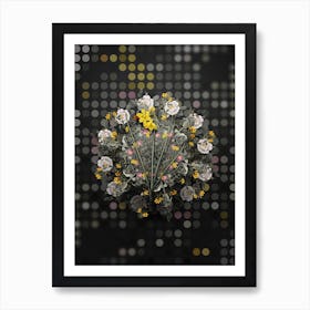 Vintage Narcissus Odorus Flower Wreath on Dot Bokeh Pattern n.0017 Art Print
