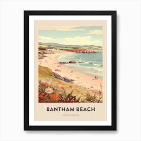 Devon Vintage Travel Poster Bantham Beach 3 Art Print