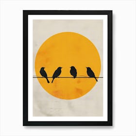 Birds On Wire Canvas Print Art Print