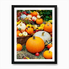 Autumn Leaves And Pumpkins 5 Art Print