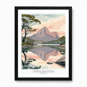 Cradle Mountain Australia Color Line Drawing 3 Poster Art Print