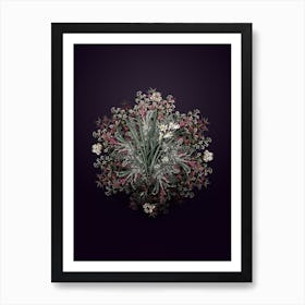 Vintage Gladiolus Xanthospilus Flower Wreath on Royal Purple n.2857 Art Print