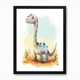 Cute  Allosaurus Dinosaur Watercolour  1 Art Print