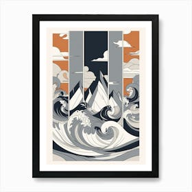 Waves And Mountains 2 Art Print